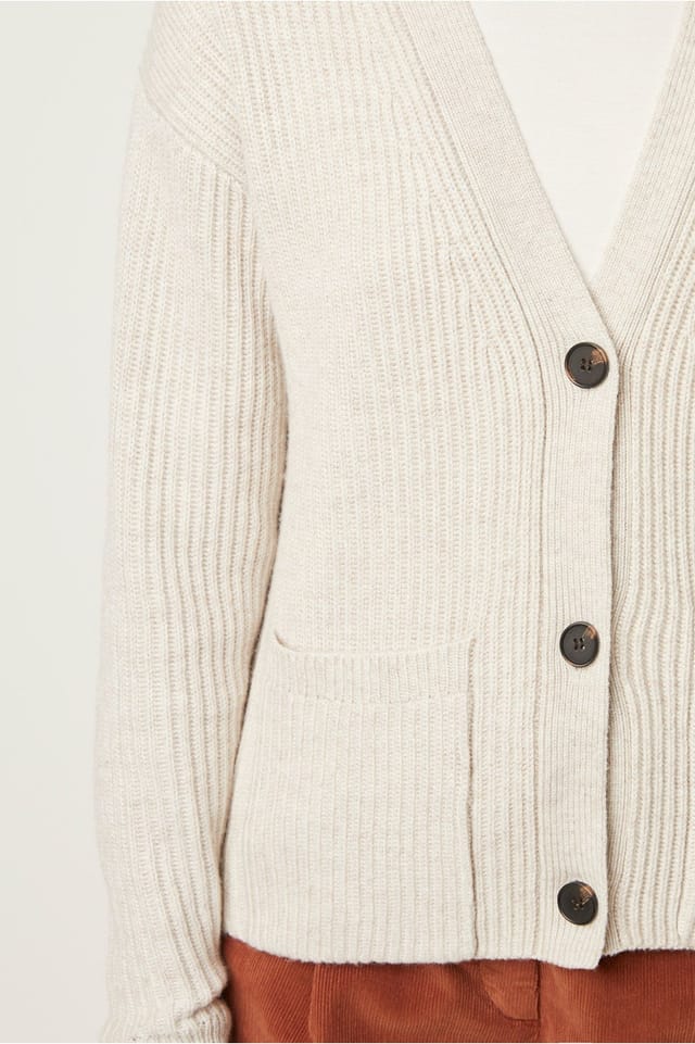 French Connection Tomasa Knit Wool Blend Button-Down Cardigan - /Beige - L