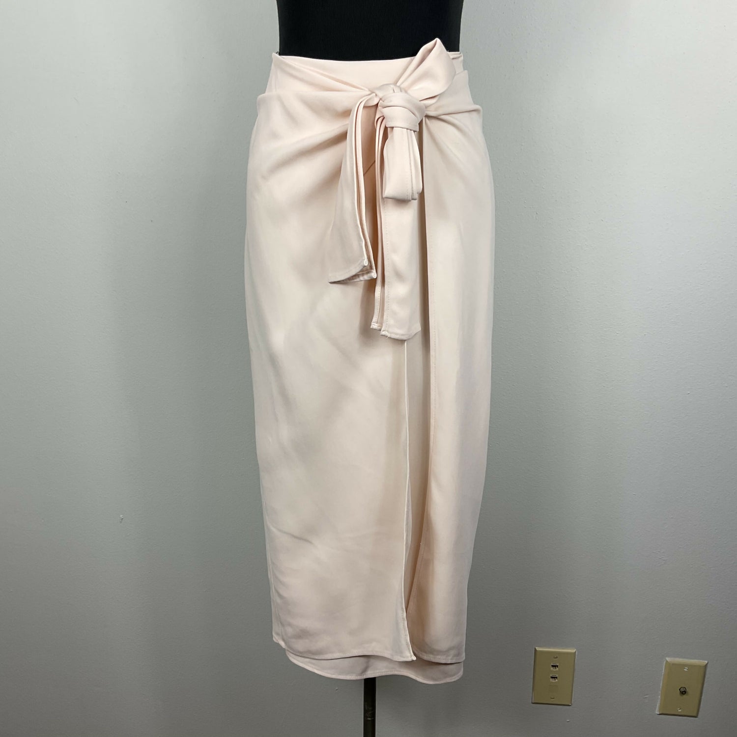 Reiss Alison Tie Waist Midi Pencil Skirt - Nude Beige - 8