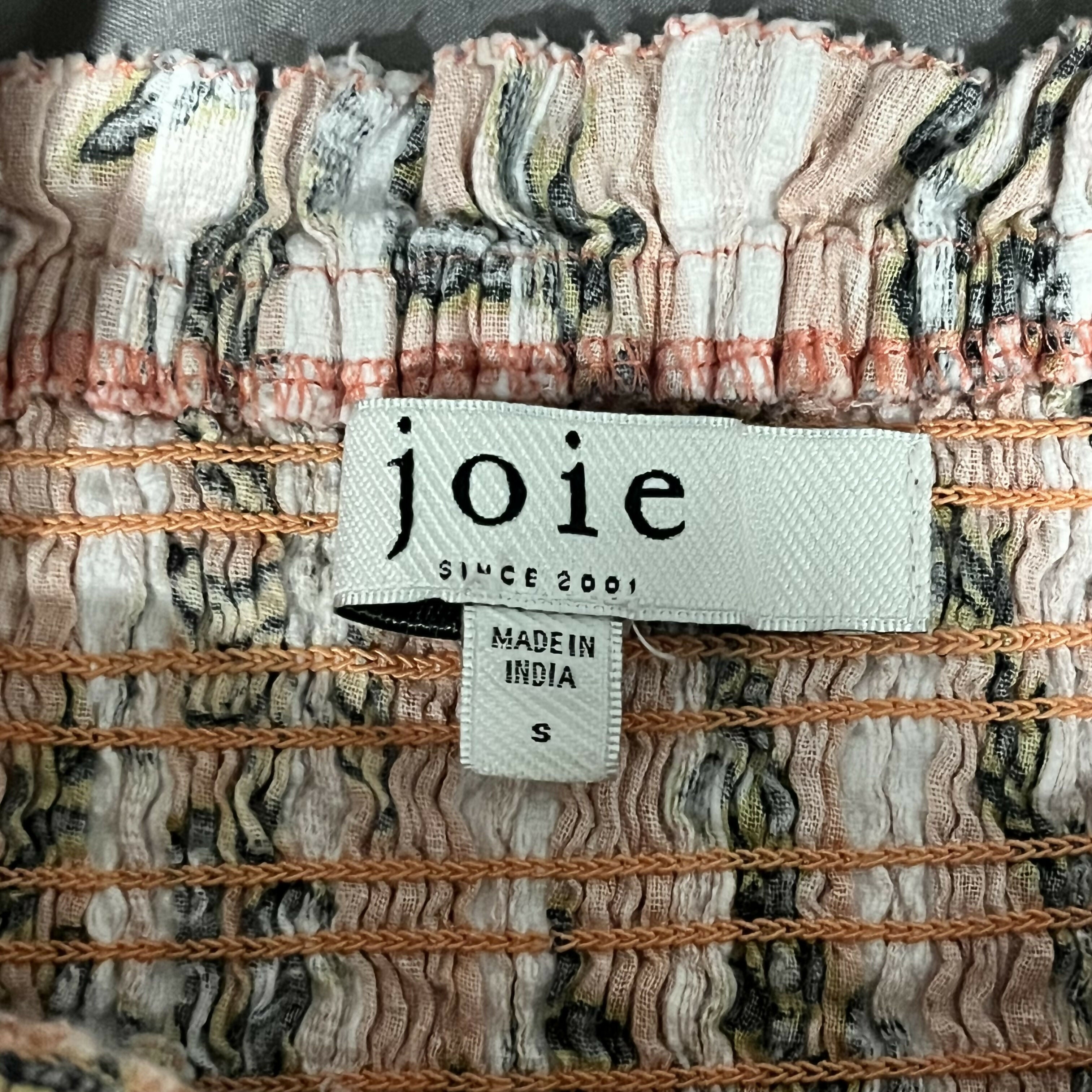 Joie Smocked Bodice Bension Long Sleeve Cotton Top - Floral - Orange Multi/Camelia Melon Orange - S