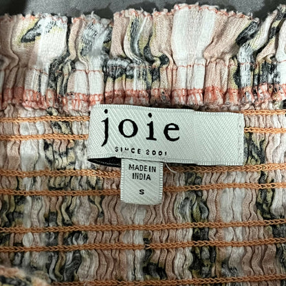 Joie Smocked Bodice Bension Long Sleeve Cotton Top - Floral - Orange Multi/Camelia Melon Orange - S