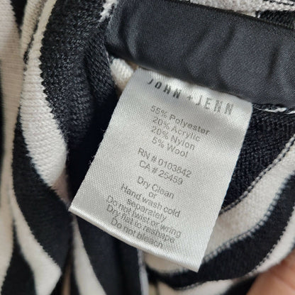 John &amp; Jenn Crew Neck Long Sleeve Striped Sweater - Stripes - Black Multi