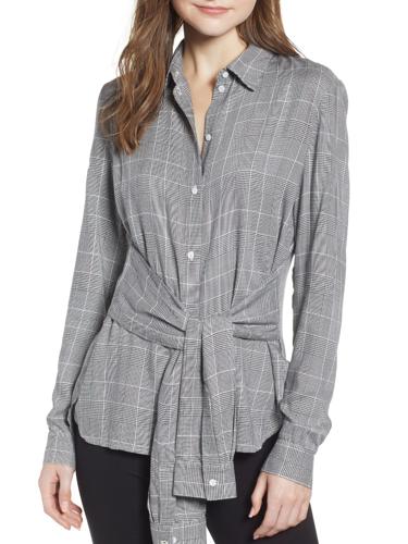 Bailey 44 Hold Me Tight Tie Button-Down Shirt-Plaid-Gray Multi/Plaid -Small