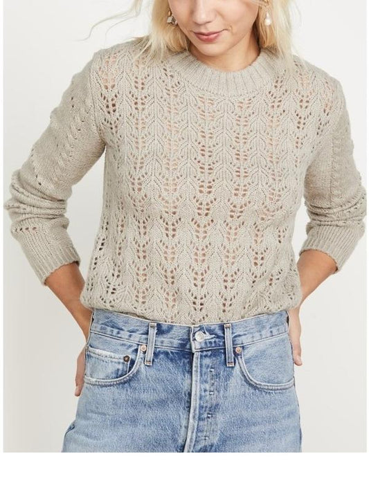 English Factory Eyelet Fuzzy Knit Sweater - /Gray - S