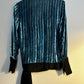 Diane Von Furstenberg Long Sleeve Crossover Striped Velvet Blouse - Stripes - Blue Multi - XS