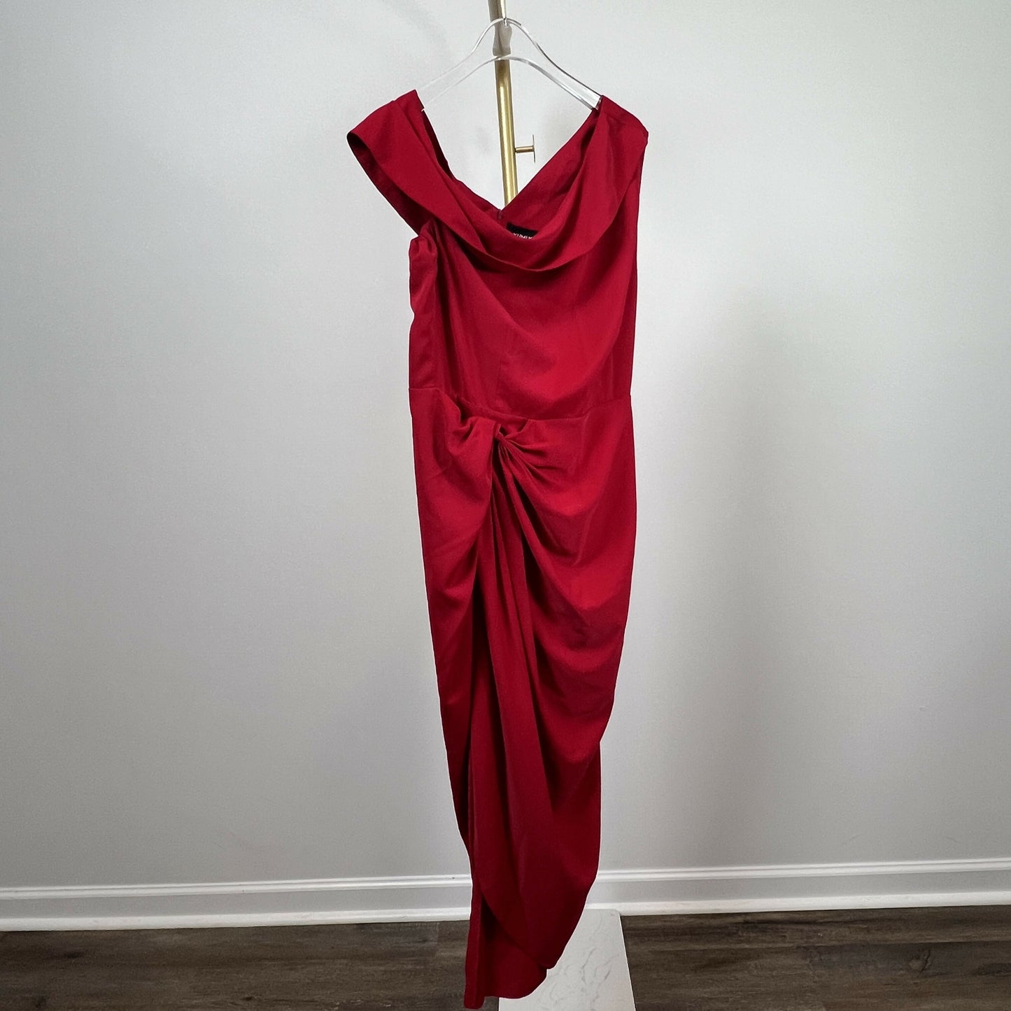 Yumi Kim Charisse Gathered Side Front Slit Midi Dress Red/M