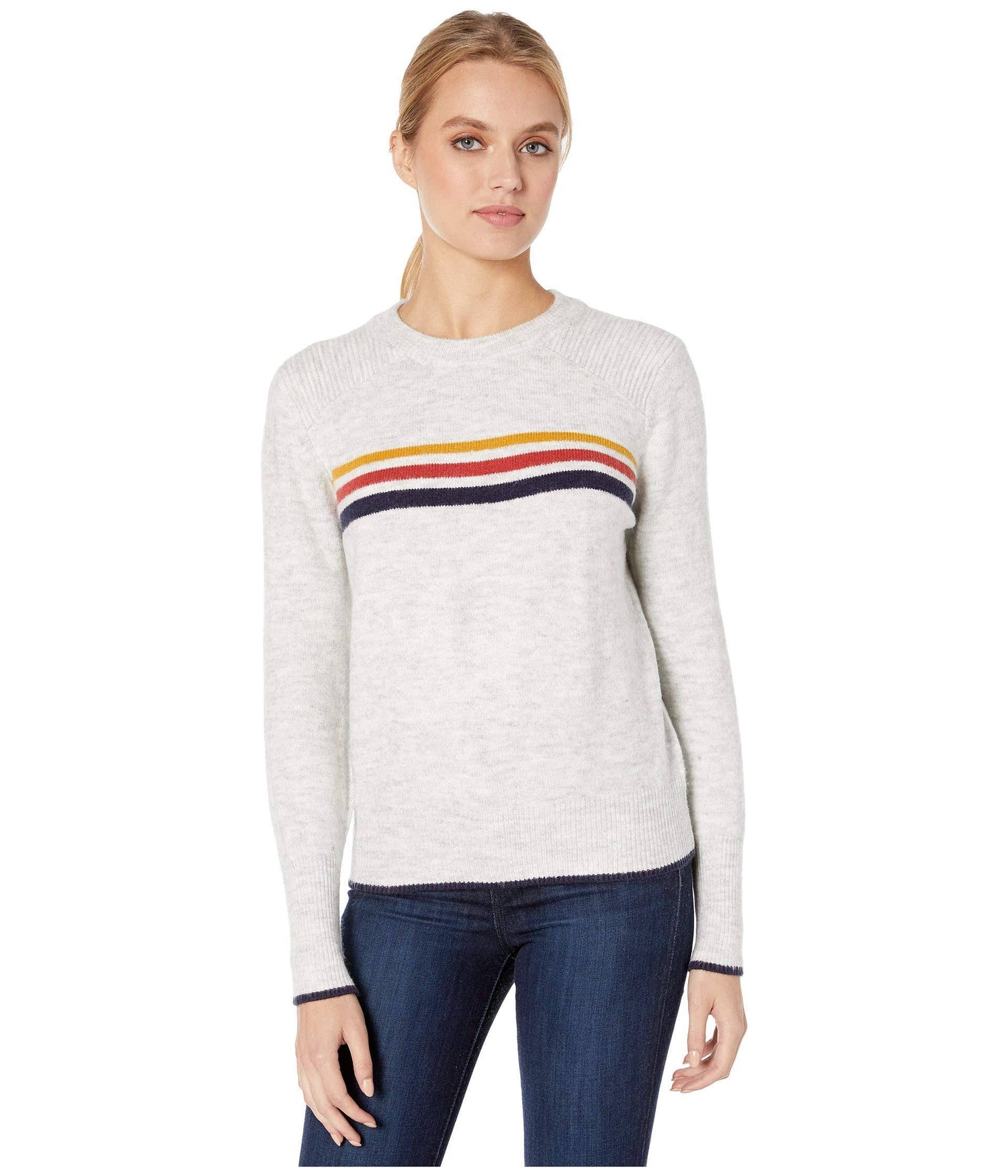 Cupcakes and Cashmere Button Detail Long Sleeve Pullover - Stripes - Gray Multi/Heather Ash