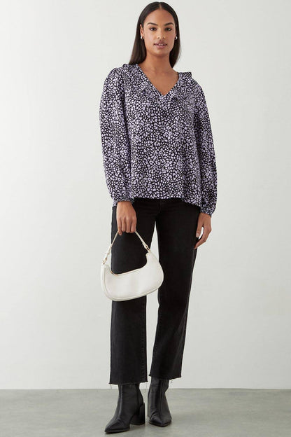 Ripe Maternity Maternity 3/4 Sleeve Wrap Blouse - Abstract - Black Multi/Black/Gray