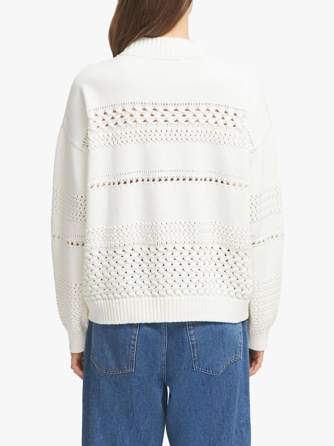 French Connection Long Sleeve Open Knit Sweater - /White