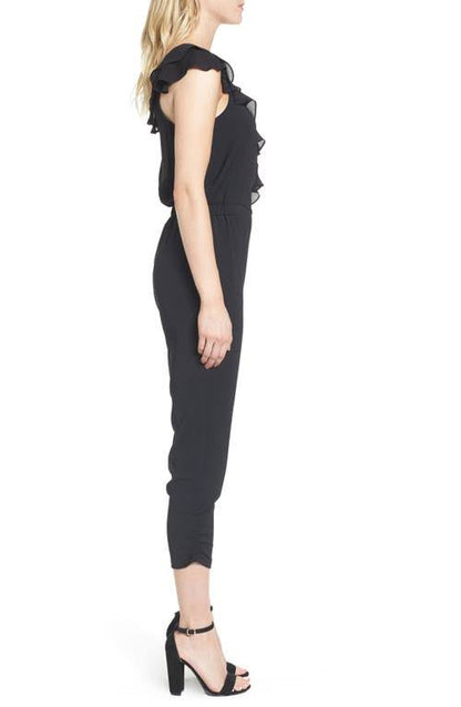 Parker Ruffled V Neck Jumpsuit - Black