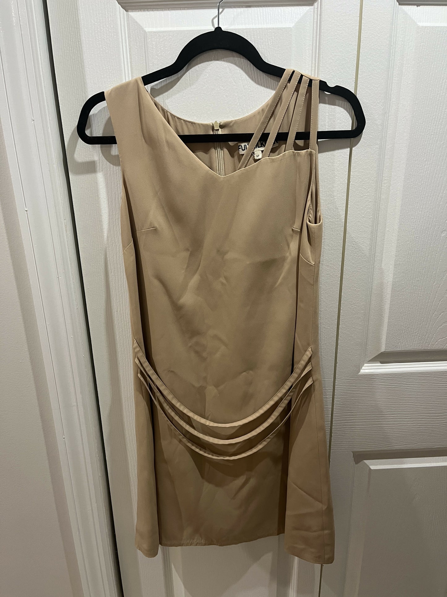 Fulya Ilkmen Sleeveless Draped Straps Sheath Dress - /Beige - M