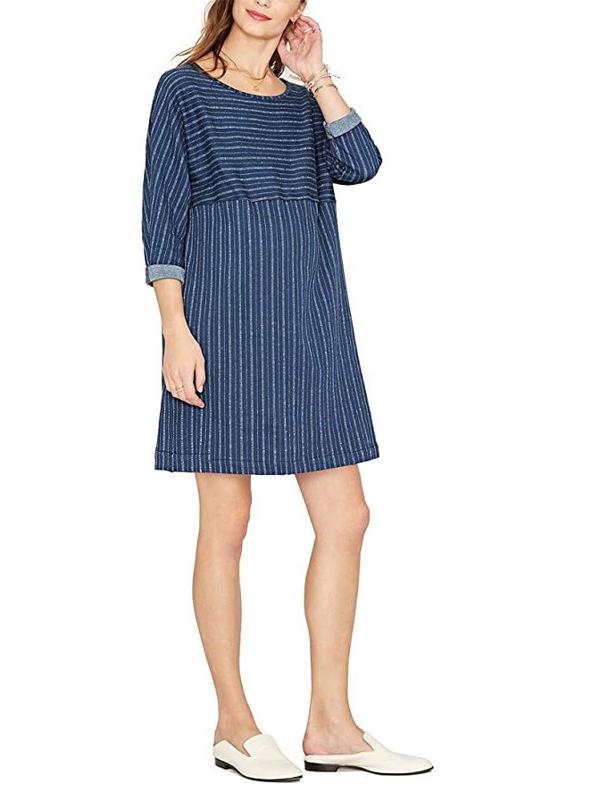 Hatch The Brunch Maternity Dress - Stripes - Blue Multi/Voyage Stripe - S/MM