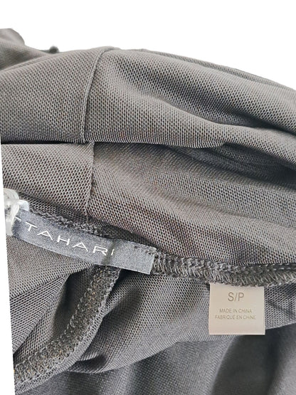 T Tahari Mesh Three Quarter Sleeve Turtleneck Blouse - Black- Medium