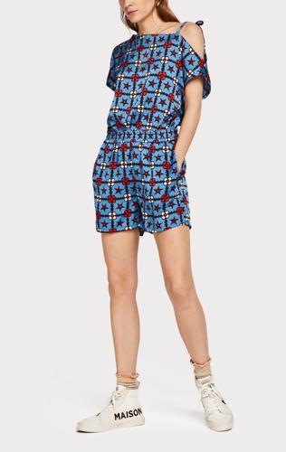 Scotch & Soda One-Shoulder Printed Romper - Geometric - Blue Multi/Combo V - XS/