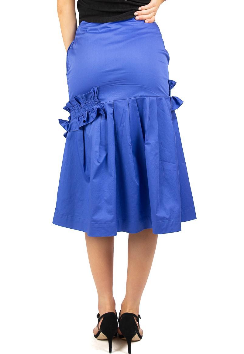 Teija Ruffled A-Line Midi Skirt - Blue