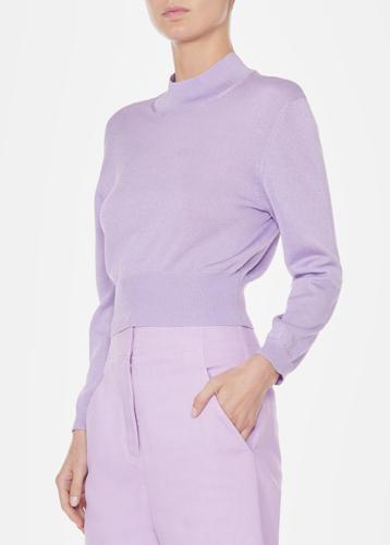 Tibi Zip Back Ribbed Waist Pullover - /Purple - S