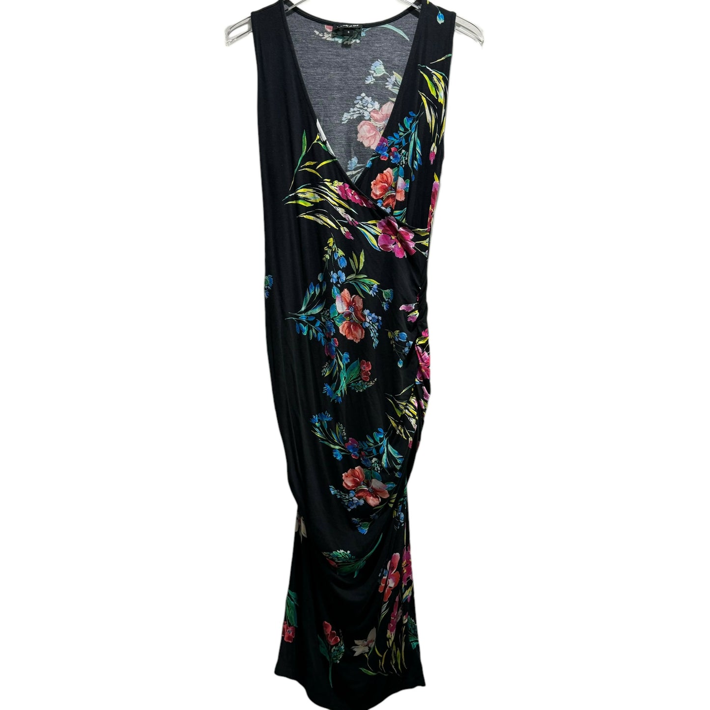 Yumi Kim Maternity Sleeveless Floral Rouched Sheath Dress - Floral - Black Multi - SM