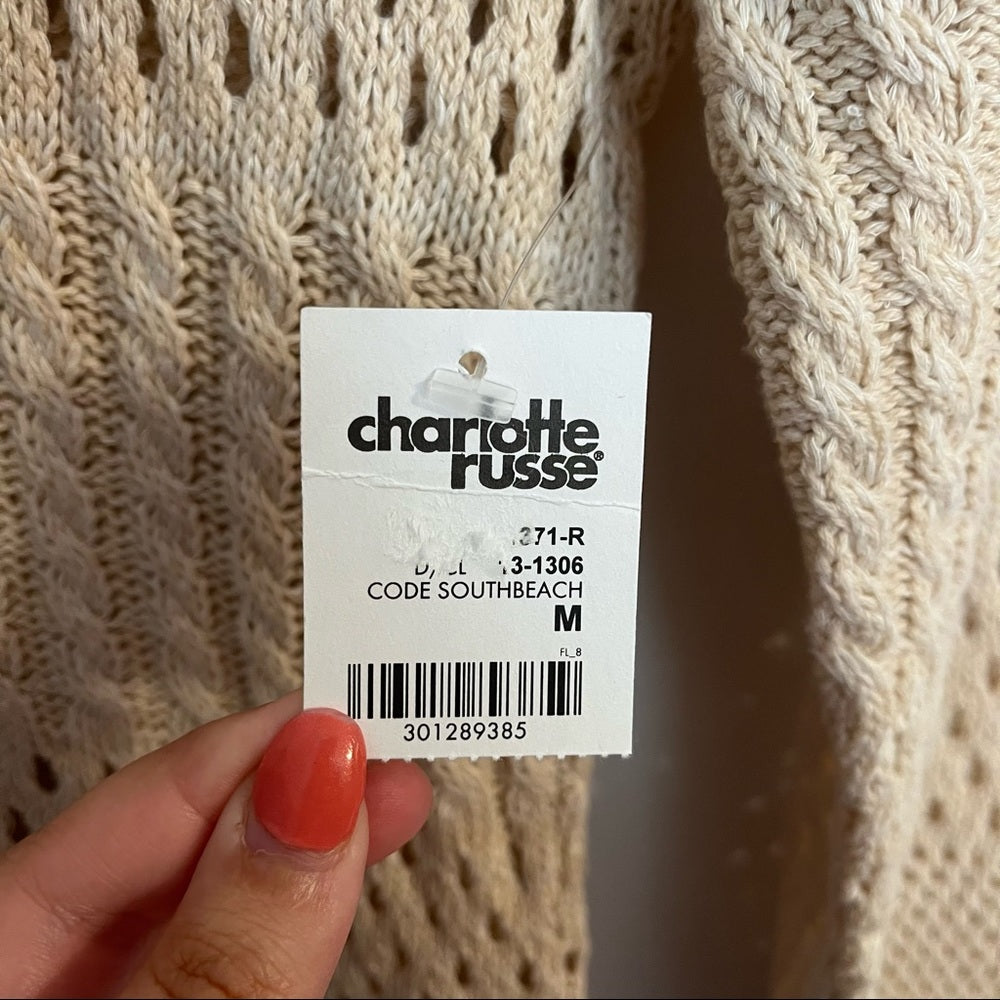 Charlotte Russe | NWT Cream Open Stitch Cable Knit Long Sleeve Sweater Size M