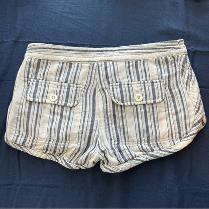 Free People | Blue, Gray, &amp; White Striped Night Moves Cotton Shorts Size 2