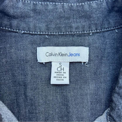 Calvin Klein Chambray Button Down Shirt - Grey - Size S