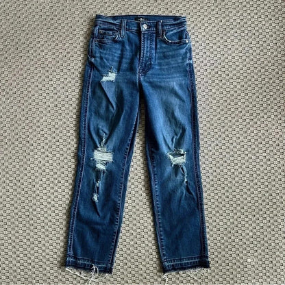 7 for all mankind high waist cropped straight jeans - Medium Blue Wash - Size 26