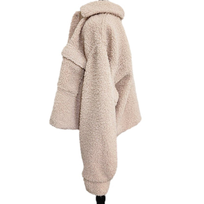 DIVIDED Teddy Button Up Fleece Cropped Jacket Beige Size L