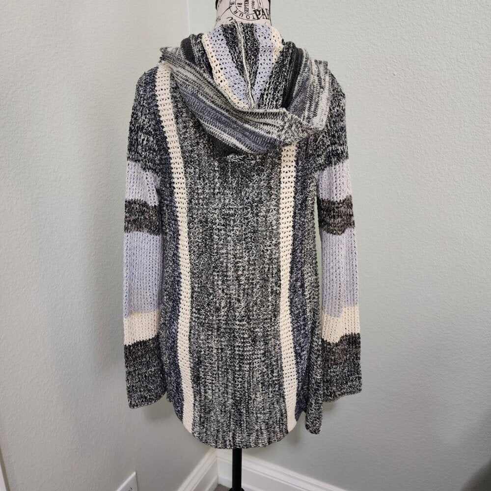 Elan Multicolor Hooded Knit Cardigan Size M