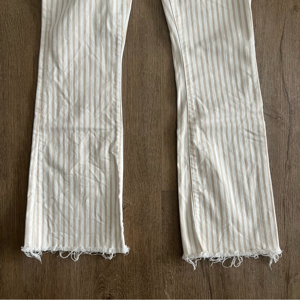 Abercrombie &amp; Fitch High Rise Ankle Flare Jeans - White Tan Striped - Size 2/26L