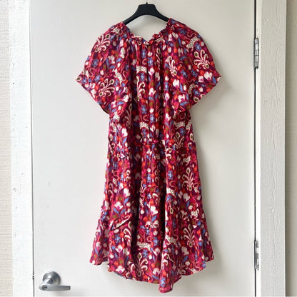 By Anthropologie Robin Tiered Ruffled Mini Dress - RedPink Floral Print - Size S