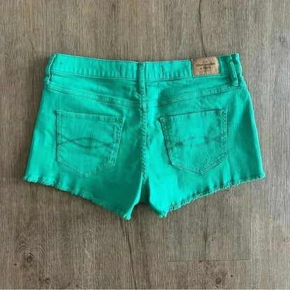 Abercrombie &amp; Fitch Mid-Rise Denim Jean Shorts - Bright Green - Size 27