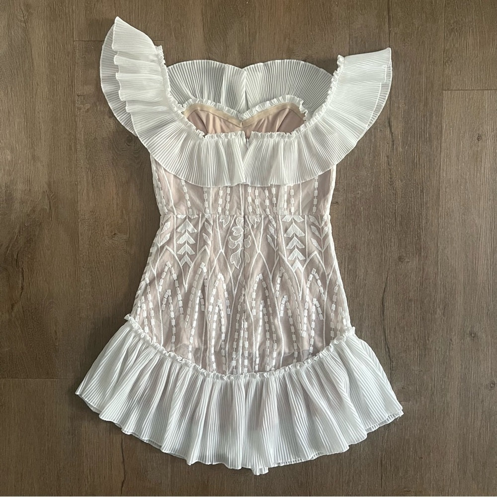 Hello Molly Something To Be Said Boho Bride Mini Dress - White - Size M