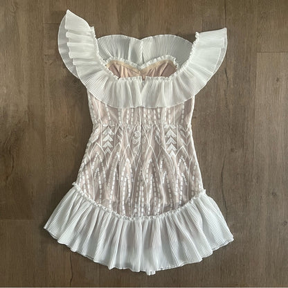 Hello Molly Something To Be Said Boho Bride Mini Dress - White - Size M