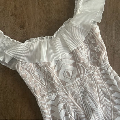 Hello Molly Something To Be Said Boho Bride Mini Dress - White - Size M