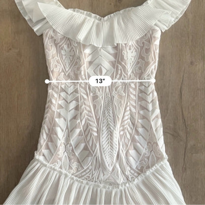 Hello Molly Something To Be Said Boho Bride Mini Dress - White - Size M
