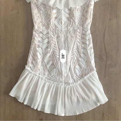 Hello Molly Something To Be Said Boho Bride Mini Dress - White - Size M