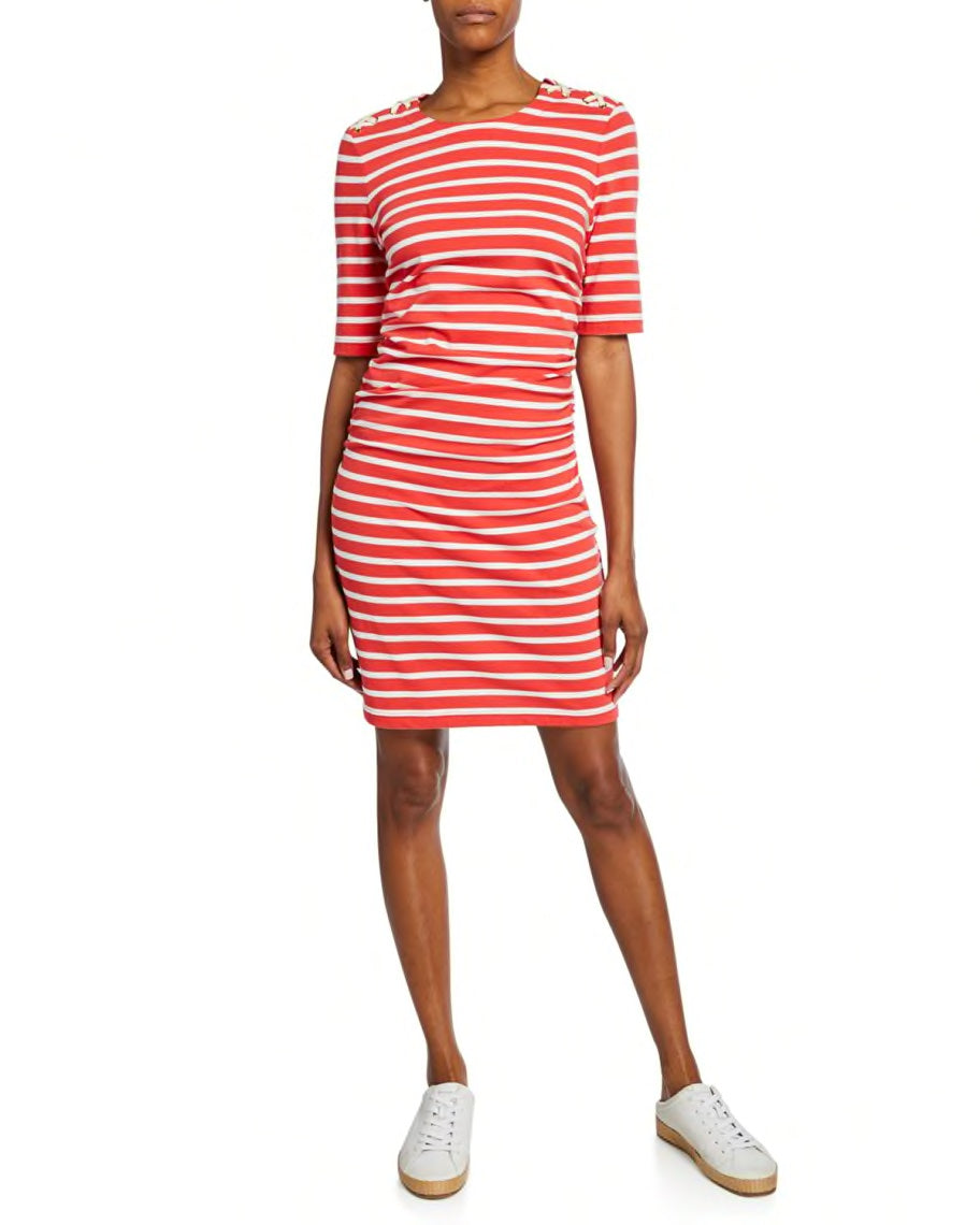 Veronica Beard Foley Ruched Stripe Dress