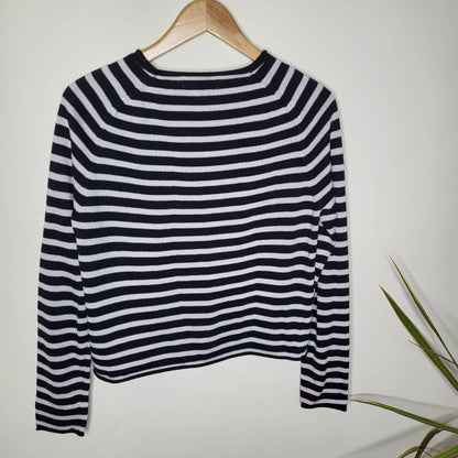 John &amp; Jenn Crew Neck Long Sleeve Striped Sweater - Stripes - Black Multi