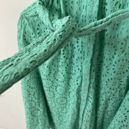 Lilly Pulitzer Chrisella Eyelet Midi Shirt Dress - Floral - Green/Gustavia Green Beach Paradise Eyelet - 10