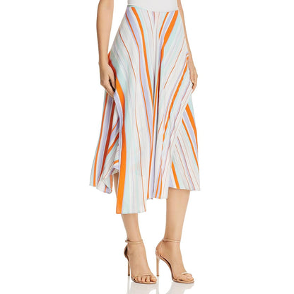 ASTR the Label Overlay Wrap Skirt - Stripes - Multi/Pop Orange Stripe