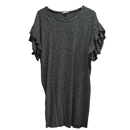 Ingrid &amp; Isabel Ruffle Sleeve T-Shirt Dress - Stripes - Black Multi/Black/White Stripe - SM