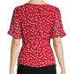 Lea & Viola Polka-Dot Wrap Blouse - Polka Dot - Red Multi