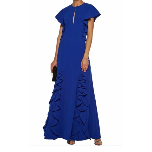 Sachin &amp; Babi Noir Keyhole Ruffle Trim Royal Blue Dress