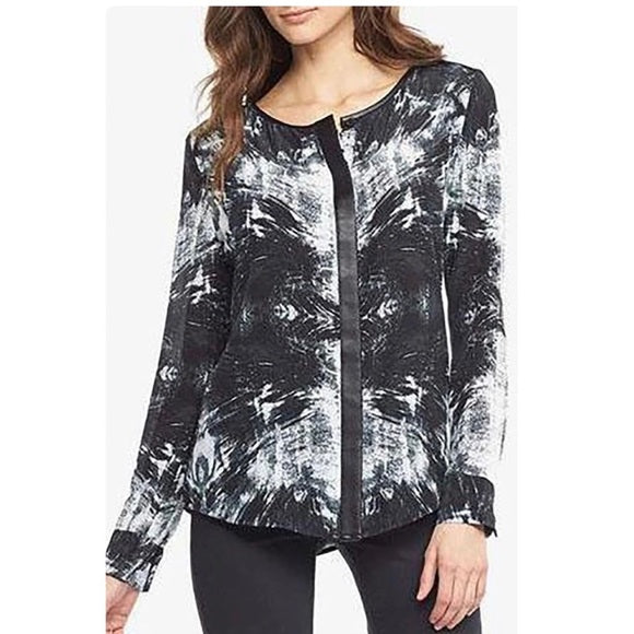 Tart Krista Button-Down Silk Blouse - Abstract - Black Multi/ - 1X