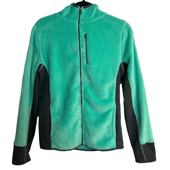 SO | Mint Green &amp; Gray Faux Fur &amp; Fleece Lined Full-Zip Jacket with Hood Size L