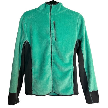 SO | Mint Green &amp; Gray Faux Fur &amp; Fleece Lined Full-Zip Jacket with Hood Size L