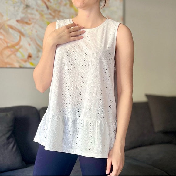 Michael Kors Embroidered Cotton Blouse - White - Size L