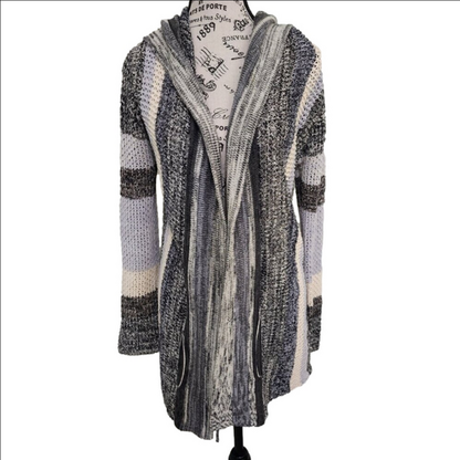 Elan Multicolor Hooded Knit Cardigan Size M