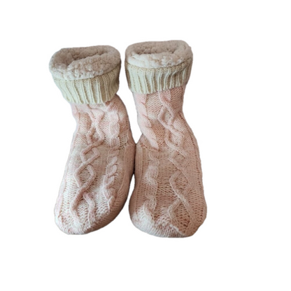 Jane &amp; Bleecker Ballet Pink Fleece Lined Slipper Socks Size 6-9