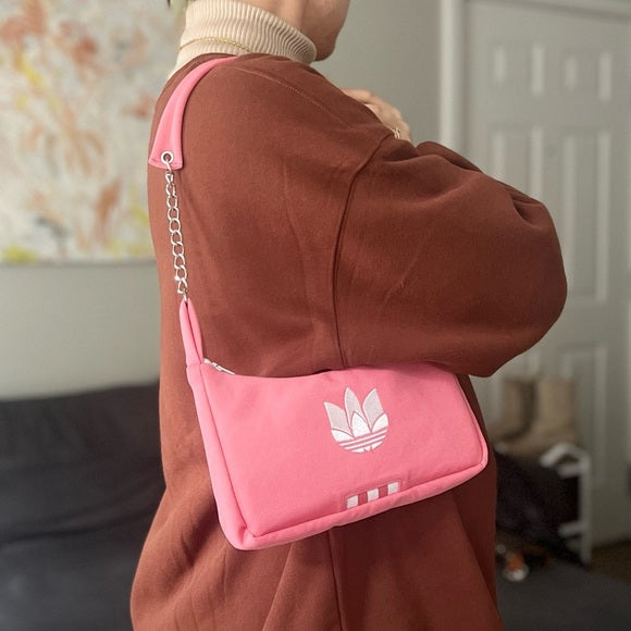 Reworked Adidas Pink Shoulder Bag - Handmade from Vintage Joggers