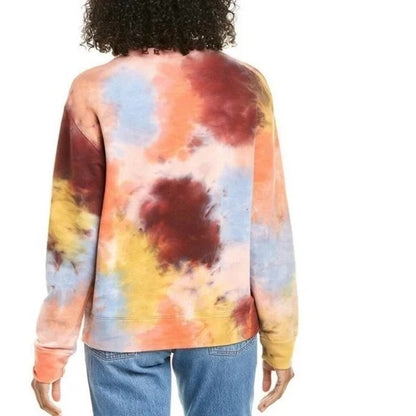 Monrow Tie Dye Boyfriend Sweatshirt Long Sleeves Crewneck