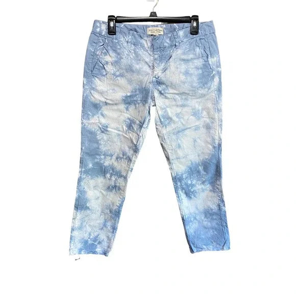 Nili Lotan Blue White Tie Dye East Hampton Straight Leg Pants Pocket